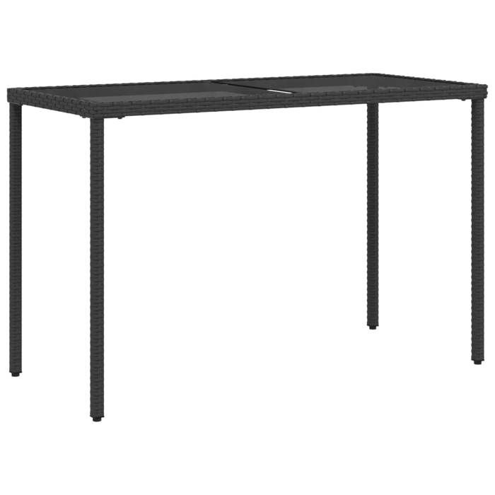 （Noir） Table de jardin design balcon 4 places - dessus en verre noir 115x54x74cm résine tressée SOLDES78740