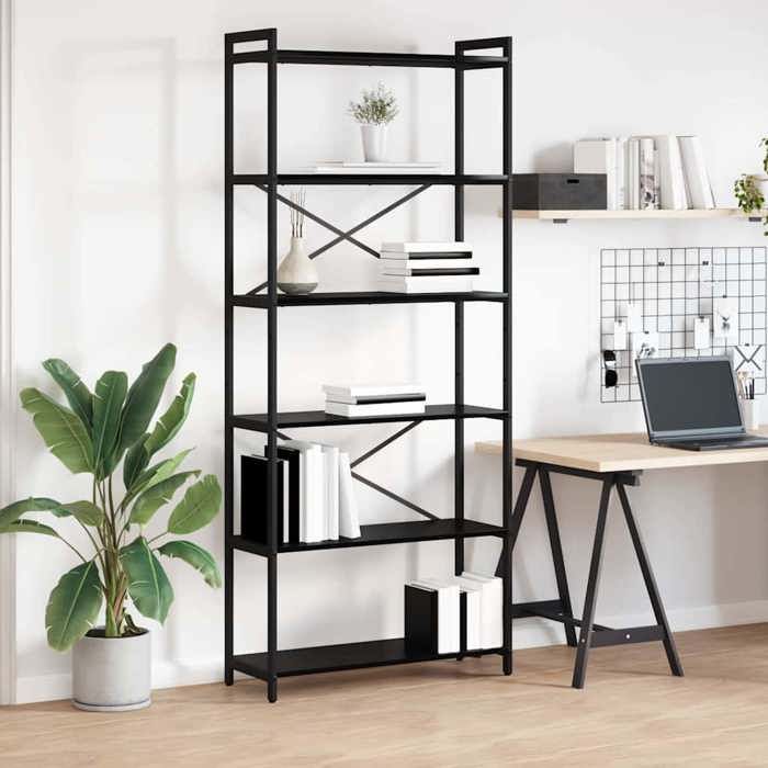 HSF®Meuble de séjour Contemporain - Bibliothèque Meuble de rangement - Chêne noir 80x30x188cm - Bois dingénierie tfh6213
