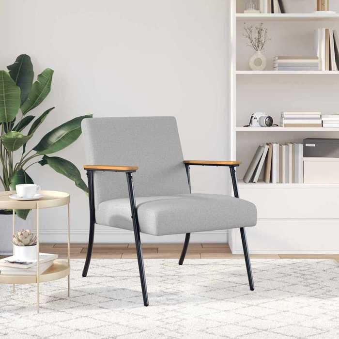 Fauteuil en tissu - vidaXL - Gris nuage - 59x75x78 cm - Cadre en acier - Rembourrage en mousse - Ergonomique Fauteuil en tissu - vidaXL - Gris nuage - 59x75x78 cm - Cadre en acier - Rembourrage en mousse - Ergonomique