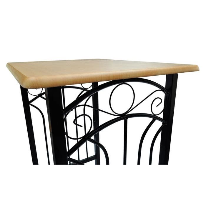 Ensemble table et tabourets de cuisine - MEUBLECHIC - Bois brun roux - Noir acier - 725x55x825 cm