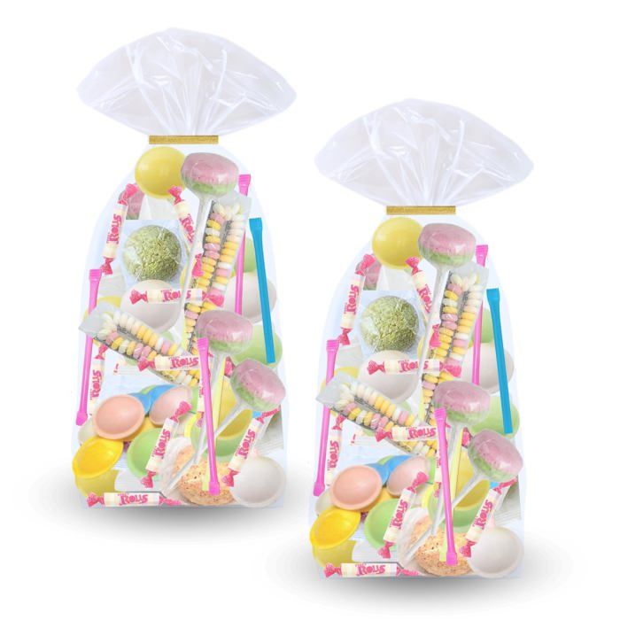 Bonbons d’Enfance 2 sachets de 45 pcs  Assortiment Rétro : Colliers & Sucettes dextrose Pailles & Soucoupes acidulées Boules Coco