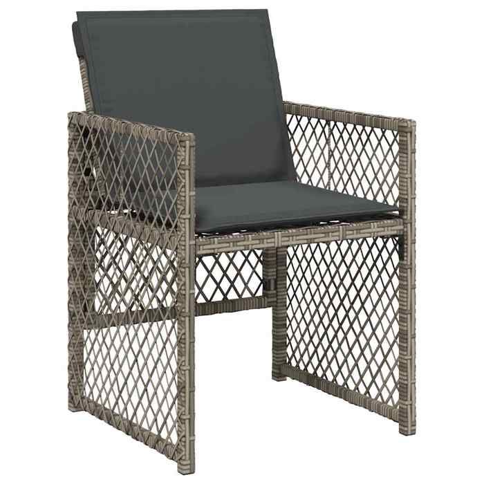53747& Salon de jardin - Ensemble à manger de jardin 5 pcs - Table de repas et 4 chaises de jardin - coussins gris - résine tressée