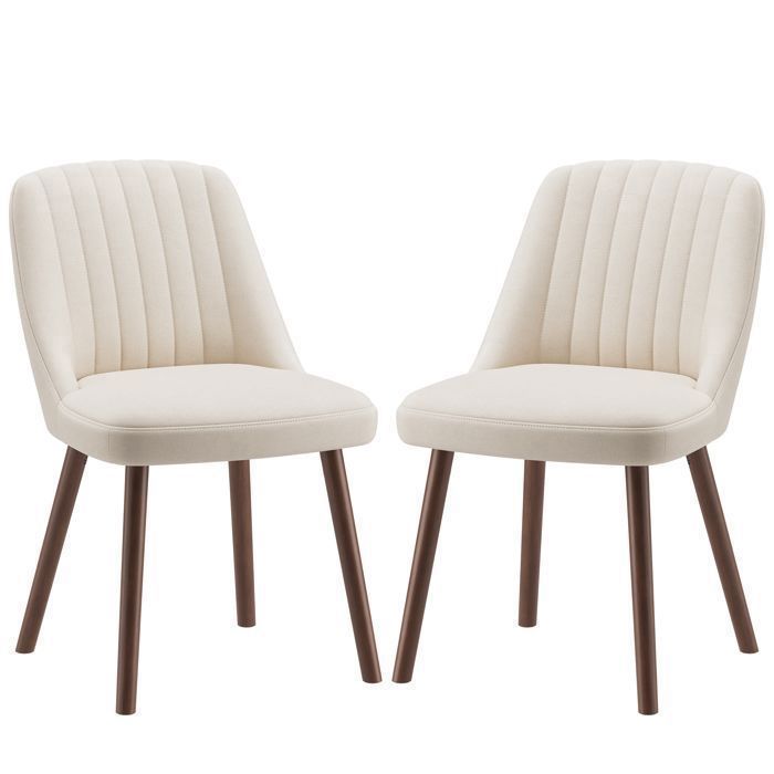 Lot de 2 Chaises de Salle à Manger Chaises de Cuisine Modernes avec Dossier Coquillage Style Scandinave pour Salle à Manger Beige