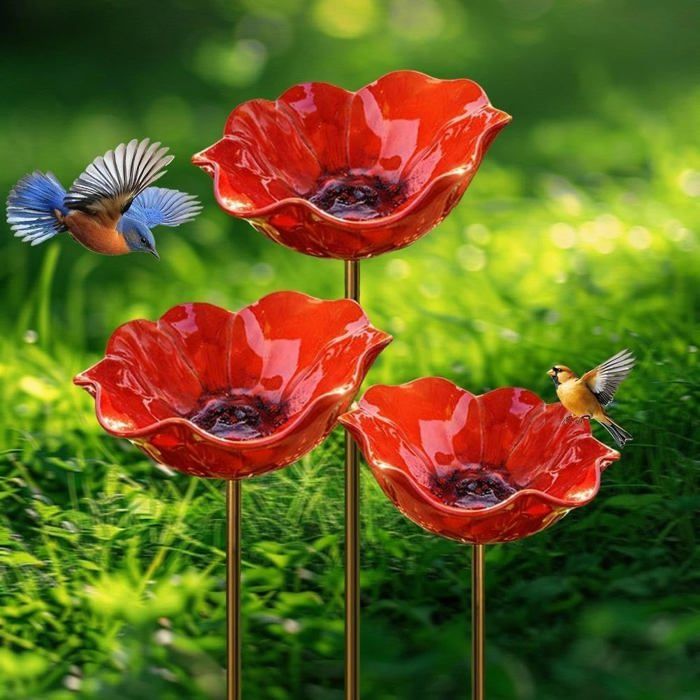 Tuteur de jardin en métal avec abreuvoir pour abeilles et oiseaux station darrosage Ollinator coupelle pour bain de colibri pour