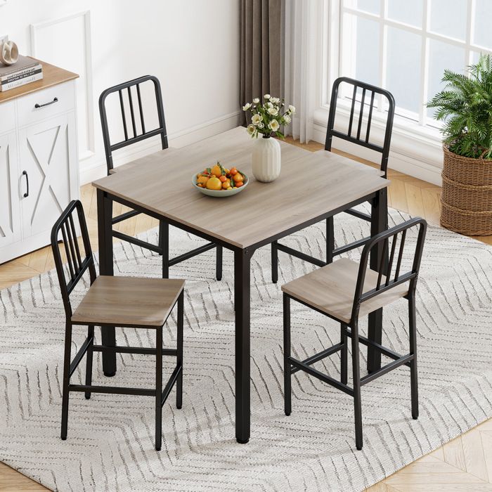 COSTWAY Ensemble Table à Manger 5 Pièces Carrée 90x90 cm avec 4 Tabourets Pliable Gain de Place pour Cuisine Salle à Manger Gril COSTWAY Ensemble Table à Manger 5 Pièces Carrée 90x90 cm avec 4 Tabourets Pliable Gain de Place pour Cuisine Salle à Manger Gril