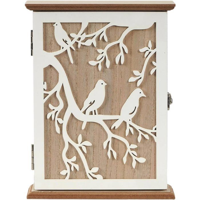 Armoire À Clés Design En Bois Boite A Clef Bois Armoire A Clef Murale Decorative Avec 6 Crochets À Clés De Style Scandinave [AT55]
