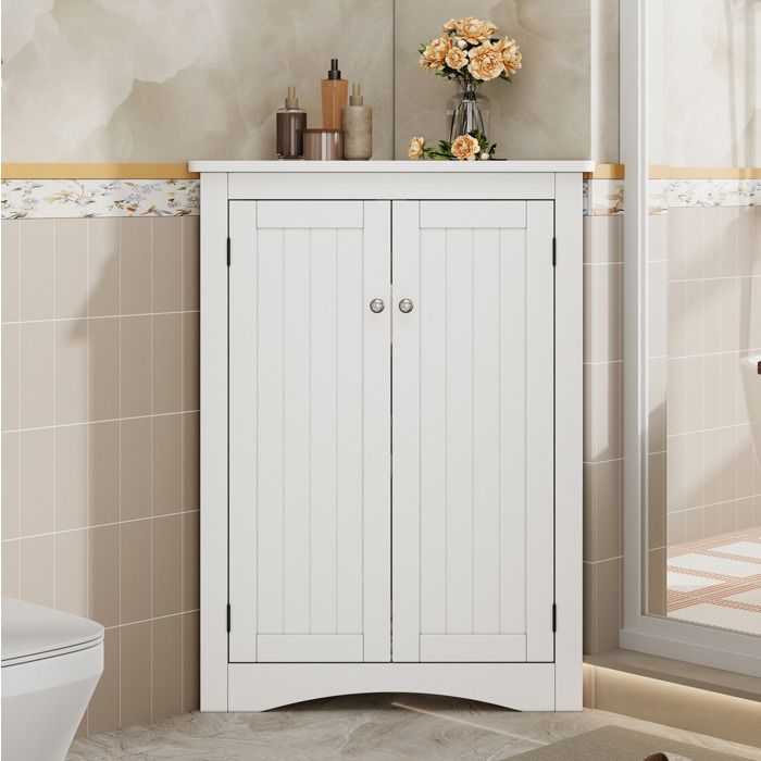 ROVRYN meuble dangle salle de bain 61 5 x 34 5 x 80 cm 2 portes 3 niveaux MDF laque blanc