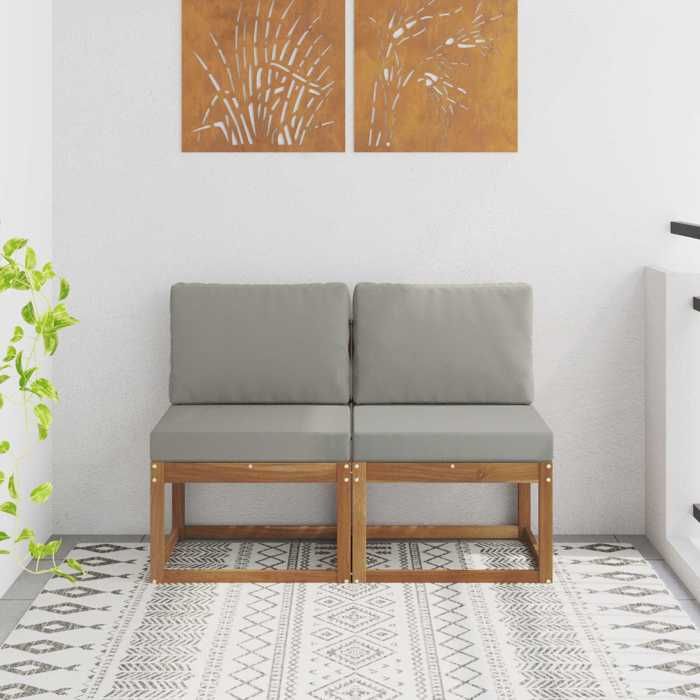 Marron 2 Pièce Sofa de milieu extérieur Bois dAcacia Massif Naturel - Siège de balcon LV67951