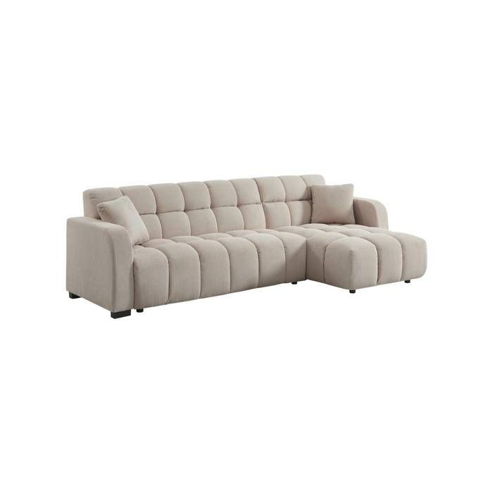 Canapé dangle réversible tissu capitonné 3 places beige - Dot Canapé dangle réversible tissu capitonné 3 places beige - Dot