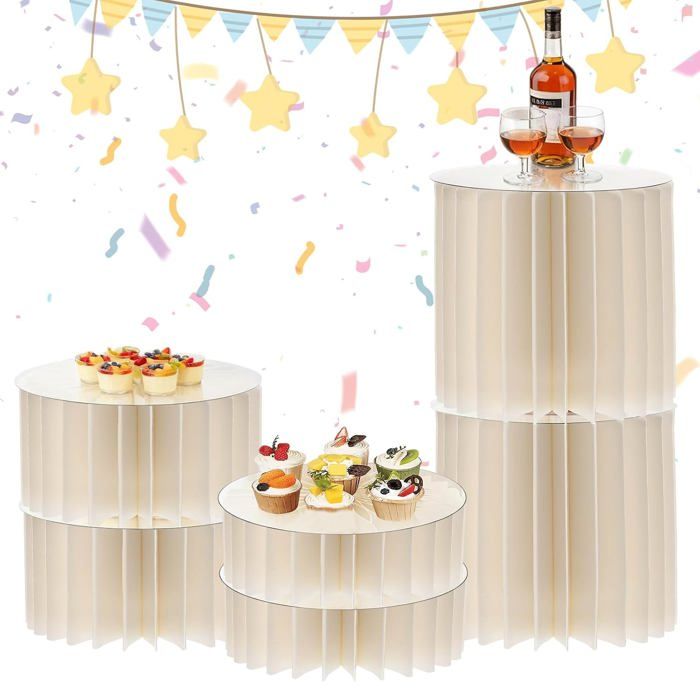 Lot de 6 présentoirs apéritif et gâteau - pliables acrylique transparent et carton hauteur 30 cm supporte 50 kg