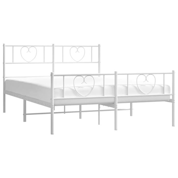 BEAU Lit double，Lit adulte - Structure de lit - métal - sans matelas et pied de lit - blanc - 160x200 cm - 2 places[26708]