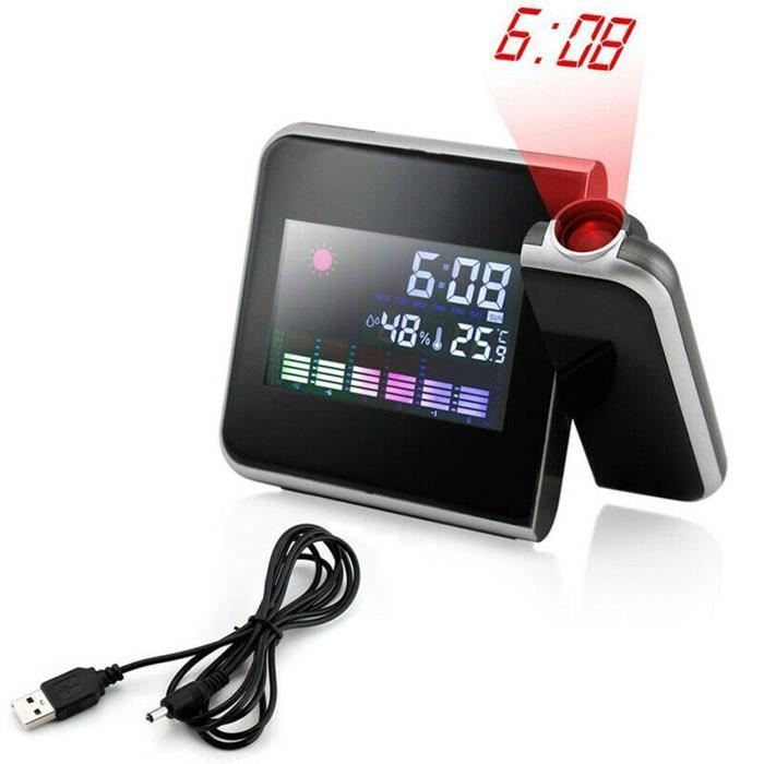 DEL Digital Projection réveil Tableau Horloge Avec Radio FM Chargeur USB Pour RH 