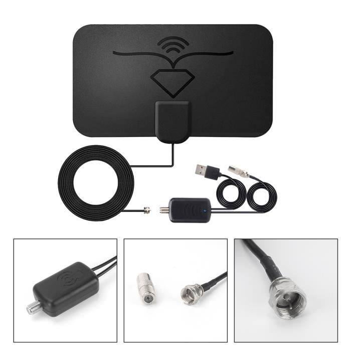 Noir Antenne Amplifiée Haute Définition 4K Intelligente, Pratique et