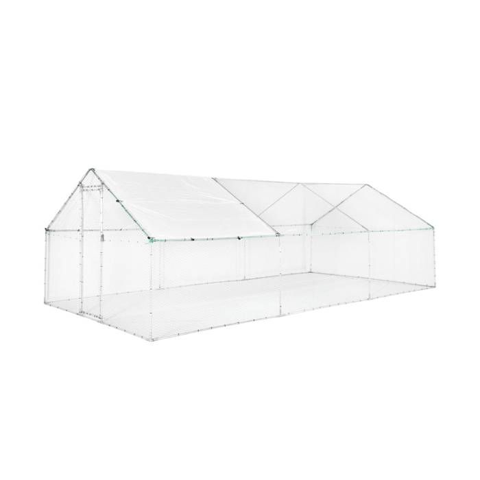 Enclos pour poulailler et volière 18m² acier galvanisé gris et vert. plusieurs dimensions - Babette