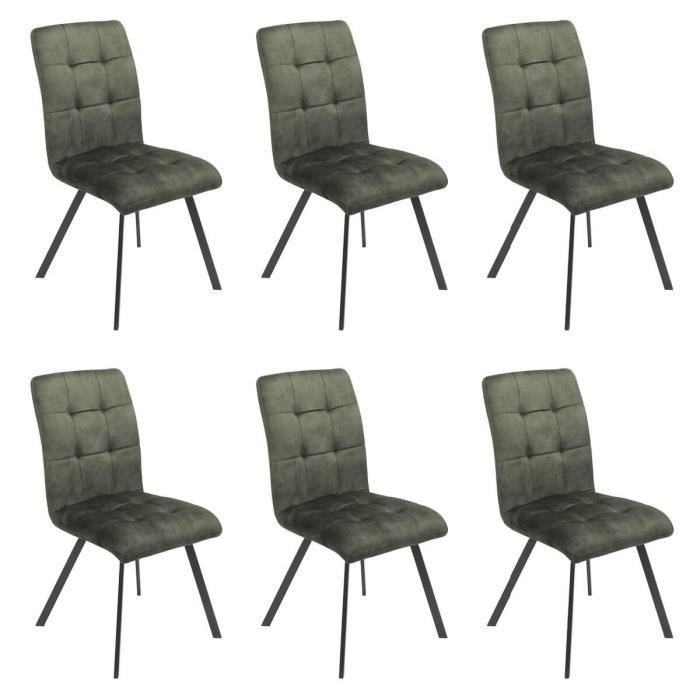 john - lot de 6 chaises capitonnées vert