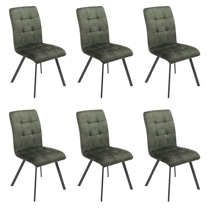 JOHN - Lot de 6 Chaises Capitonnées Vert JOHN - Lot de 6 Chaises Capitonnées Vert
