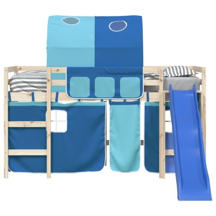 Lit Mezzanine Pour Enfant Avec Tunnel, Bois De Pin, Noir Et Blanc 90x200 Cm 94798057 Lit Mezzanine Pour Enfant Avec Tunnel, Bois De Pin, Noir Et Blanc 90x200 Cm 94798057