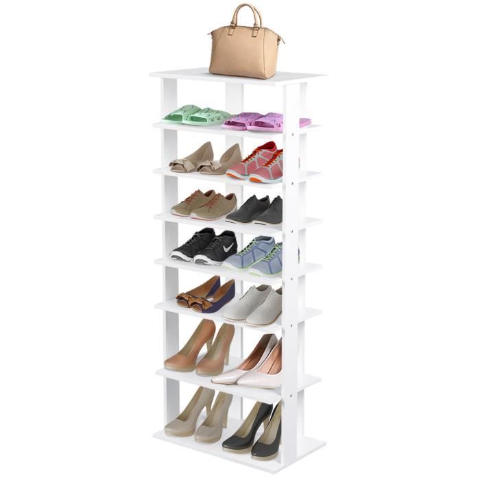 étagère de rangement pour chaussures en bois - costway - 7 niveaux - blanc