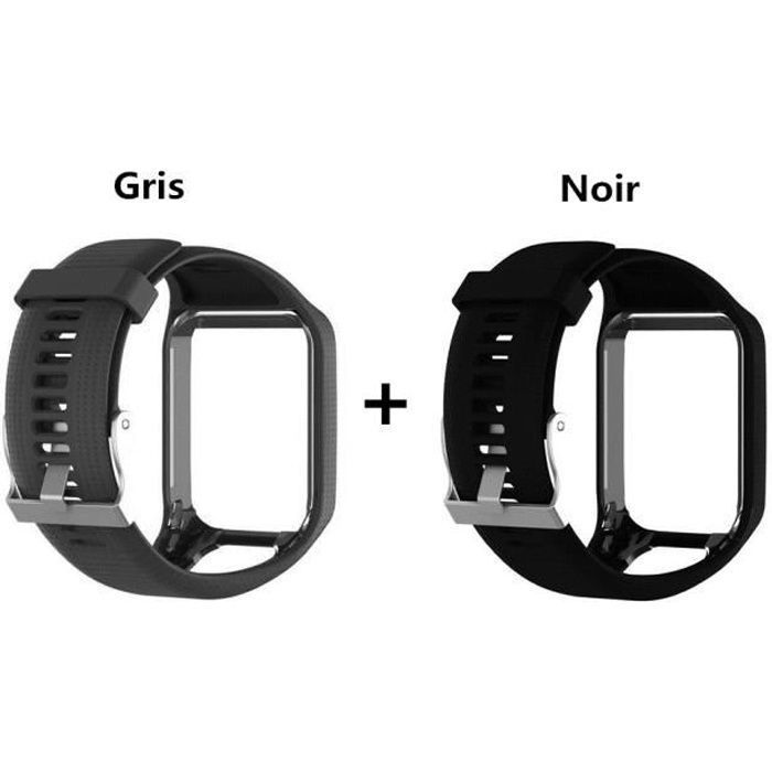 2 pcs Noir+ Gris Bracelet de rechange pour TomTom Spark Spark 3 Runner 2 3 Montre de golf 2 GPS