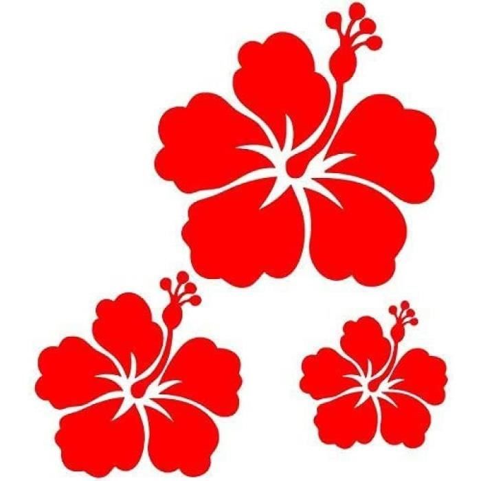 Sticker mural en vinyle fleurs d'hibiscus. Décoration tropicale. Décoration murale florale pour salle de bain. Décoration murale de chambre à coucher avec fleurs hawaïennes. #OS_AA238 - France