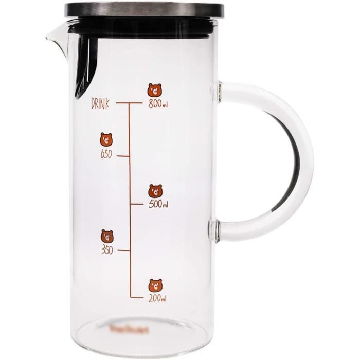 Carafe à Eau Aofmee 2,4L En Verre Borosilicaté - Pichet Avec Couvercle Et Filtre Inox, Résistant Chaleur Pour Boissons Chaudes Et Froides