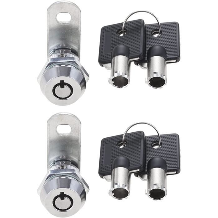 Lot De 2 Serrures à Poignée En T Avec 4 Clés - Pour Camion, Caravane, Armoire, Garage - Chrome