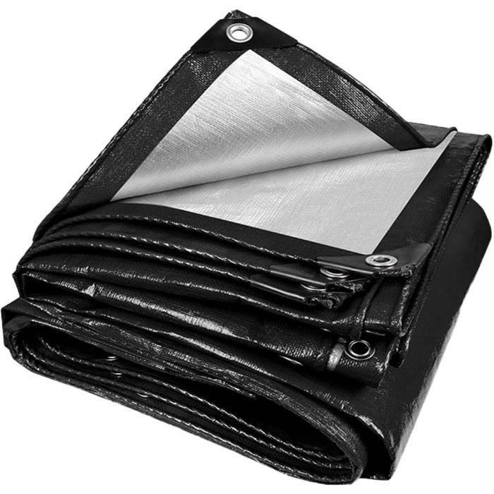 Bâche De Couverture Jardin 3x4 M – Imperméable PE 180g/m², Grise, œillets Alu