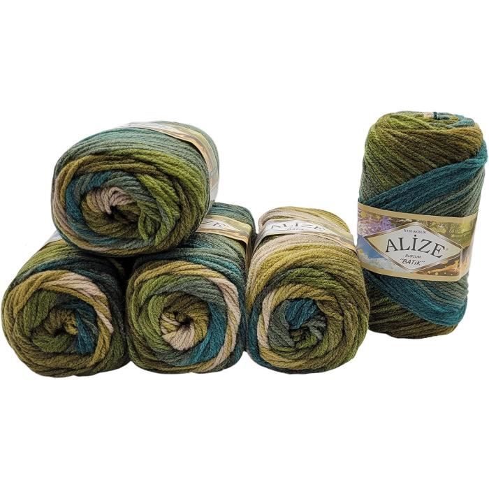 Lot De 5 Pelotes De Grosse Laine Portugaise Pure Laine Couleur Changeante Orange - Pour Tricot/crochet