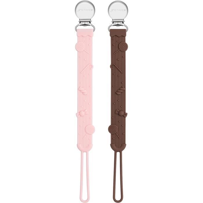 Aolso Lot De 4 Attaches-Sucettes Bébé Avec Adaptateurs Silicone - Clips Tétines Coton