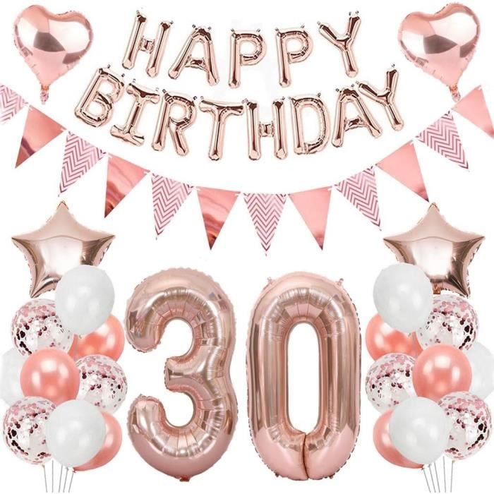 Decoration Anniversaire 30 Ans Femme, Ballons Anniversaire Femme, Or Rose  Guirlande Joyeux Anniversaire, Ballons Chiffre 30, [H1801] - Cdiscount  Maison