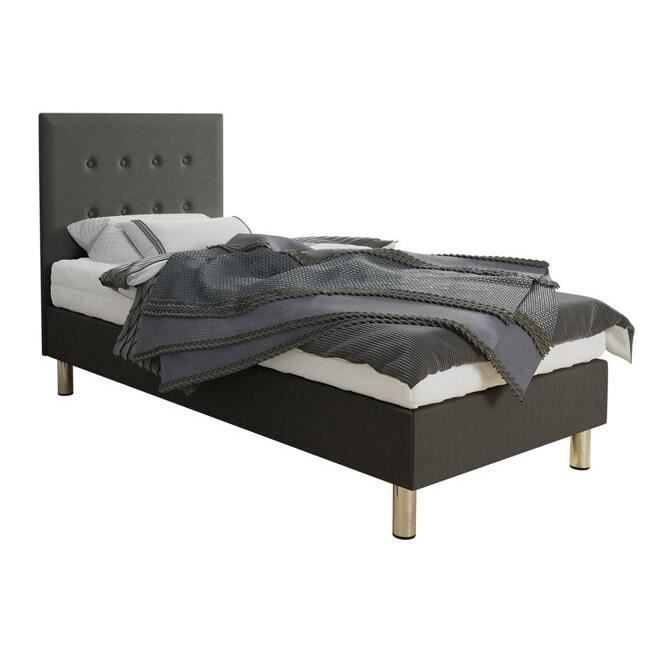 Lit continental - CONTINENTAL - Logan 100 - Avec ressorts (bonnell) - Gris - 100x200cm Lit continental - CONTINENTAL - Logan 100 - Avec ressorts (bonnell) - Gris - 100x200cm