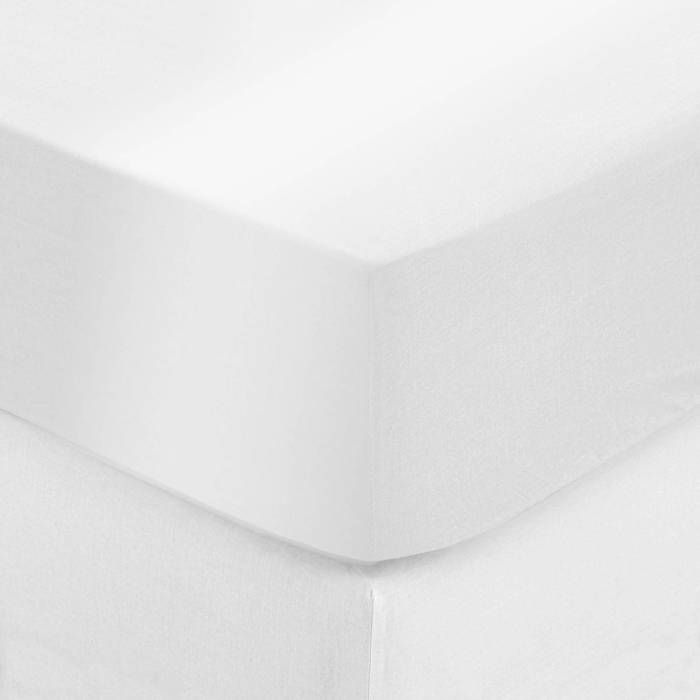 Drap-housse Isadora satin 140x190cm blanc - Atmosphera Créateur dintérieur