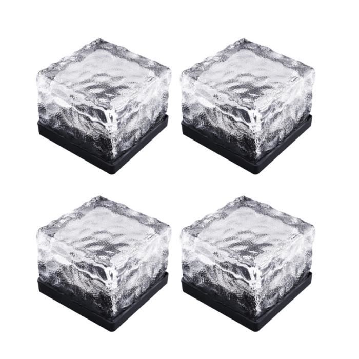 Grande LED Energie Solaire Verre Ice Cube Brique Extérieur Jardin Patio Chemin Lumière
