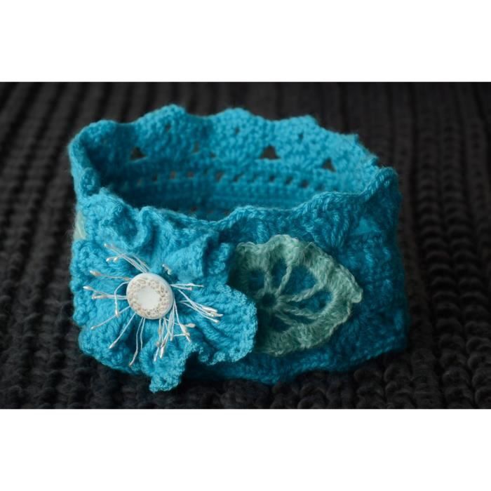 Bandeau Pour Cheveux Bebe Tricote Au Crochet Coton Et Acrylique Fait Main Bleu Cdiscount Au Quotidien