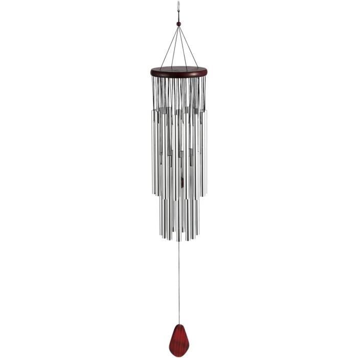 Carillon De Vent Décoratif Cheval En Métal - 35 Pouces (90 Cm) - 4 Tubes Et Cloches En Bronze Rouge - Pour Jardin, Terrasse, Décoration Extérieure