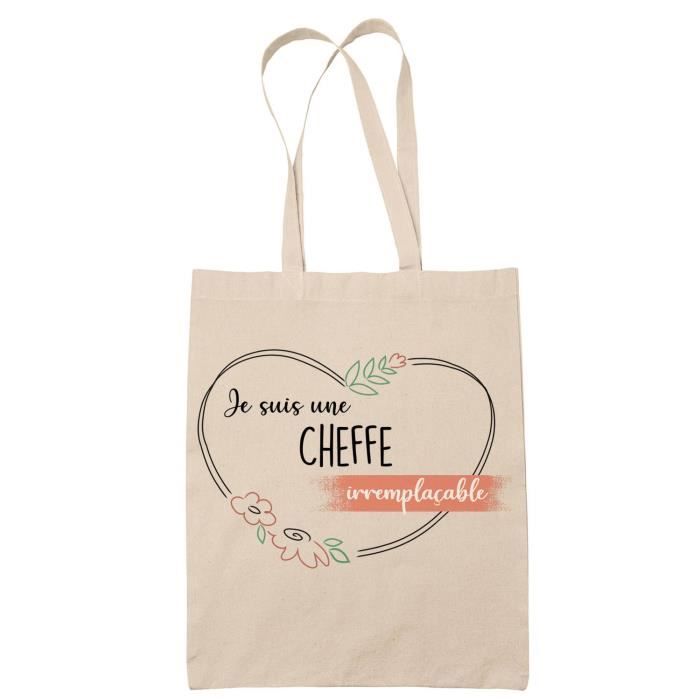 Tote Bag Cheffe Irremplaçable Idée Cadeau Travail Boulot Métier