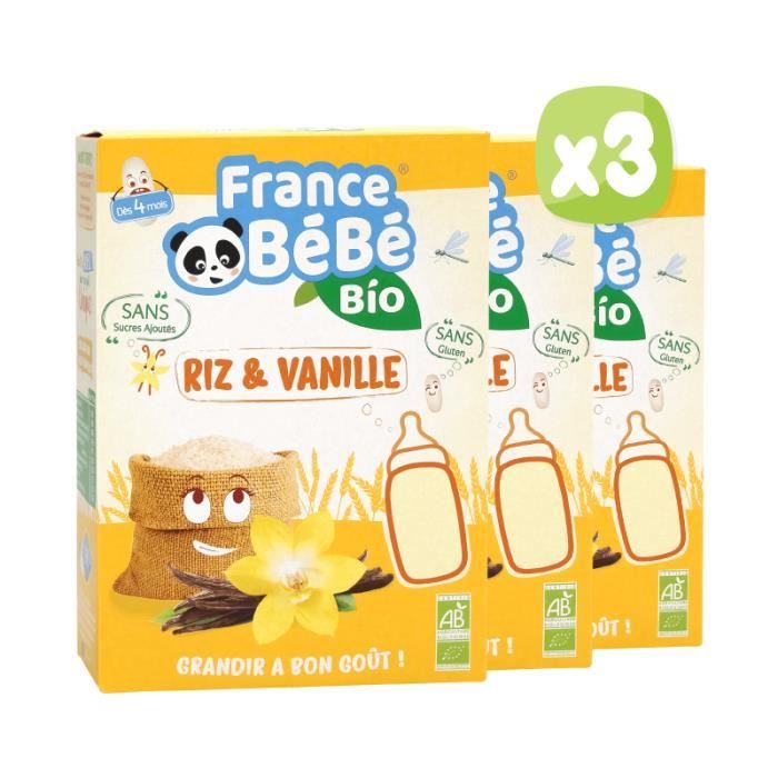 FRANCE BéBé BIO Céréales BIO Riz Vanille pour Bébé dès 4 mois Lot 3 x 200g Achat / Vente