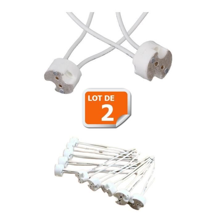 Hsthe Sea Lot De 20 Douilles GU5.3 / MR16 En Céramique + Câbles Silicone – Pour Halogènes & LED – 250V / 200W Max