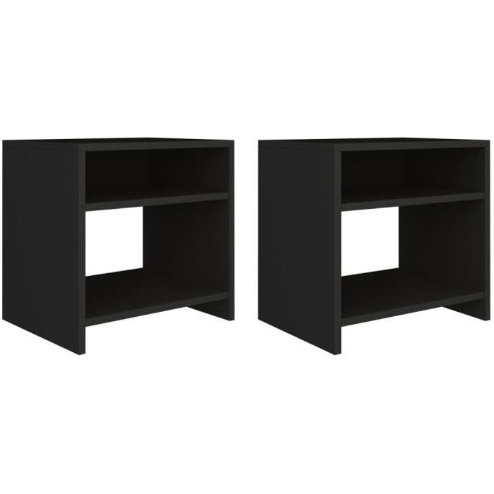 PRO🌴Table de Chevet Lot de 2 Style Industriel Table de nuit style contemporain Table de café Table de Salon Scandinave - Noir1549