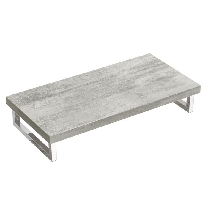 doporro Plan de Vasque Gris Clair 50x100cm Meuble sous Lavabo Plan Lave Mains avec 2 Supports en INOX