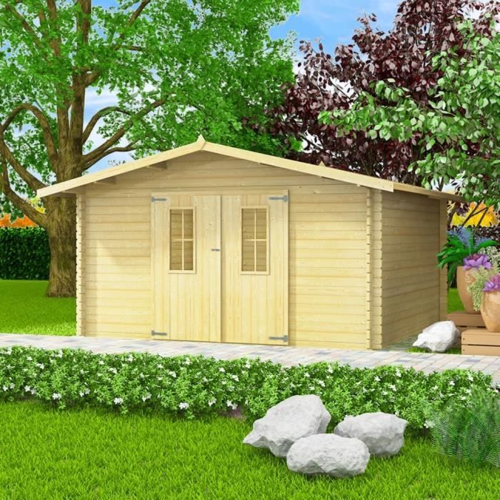 Abri De Jardin En Bois Massif Pour Buches De Bois 4 X 4 M 2 Portes Avec 2 Fenetres Montage Facile Achat Vente Abri Jardin Chalet Abri De Jardin En Bois Mass Cdiscount