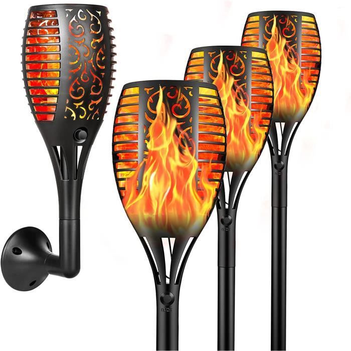 Lot De 4 Lampes Solaires Pour Extérieur - Éclairage Automatique - IP65 - Blanc Chaud - Pour Allée, Terrasse, Jardin