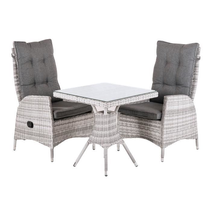 Fauteuil De Jardin Chaise Jardin ATR Rotin Synthétique - Inclinable Avec Coussins - Résistant UV Et Intempéries Mobilier Jardin Résistant UV