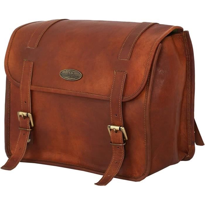 Sac de Moto en Cuir Marron c?�t?� Sacoche de Selle Moto Moto - Cdiscount Auto