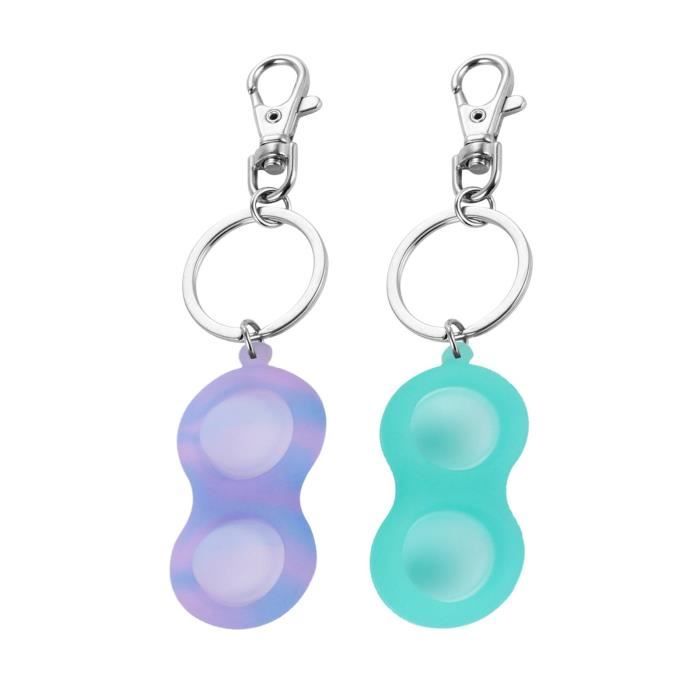 4 Pcs Mini Jouet Anti-Stress à Bulles Push Pop, Jouet Fidget Simple Dimple, Jouet de Bureau Porte-Clés à Bulles Pop, Jouets de Soulagement du Stress Convenant aux Enfants et aux Adultes (Carré