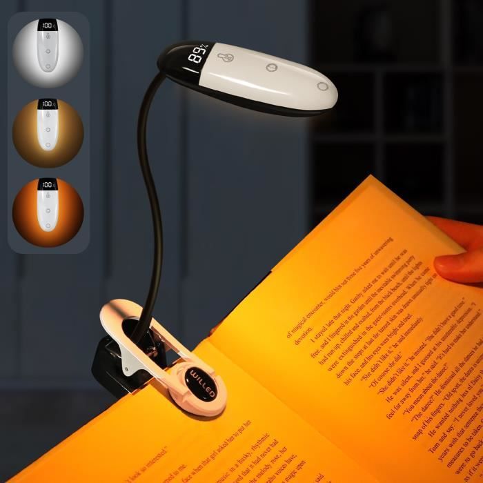 Mini lampe de lecture de livre flexible à clipser, lumière LED