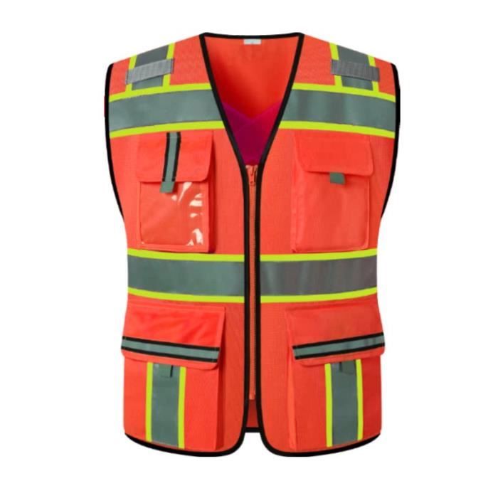 Gilet de sécurité sales orange avec poches