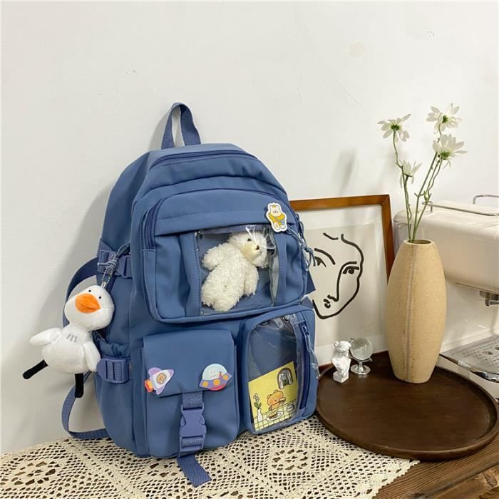 Sac à Dos Femme Grande Capacité Bleu - Pour école Et Voyage, Dimensions 32x45x22 Cm, Neuf Avec étiquettes