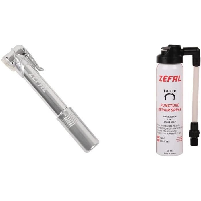 Mini Pompe à Main Zefal Pour Vélo Route - Argent - 165 Mm - Aluminium - Neuve