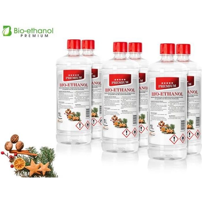 Bioéthanol 100% Pur - Lot 3 X 10 L (30 Litres) - Combustible Cheminée Éthanol Sans Odeur, Sans Fumée, Flammes Bleutées